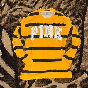 PINK Victoria's Secret Yellow and Navy Top